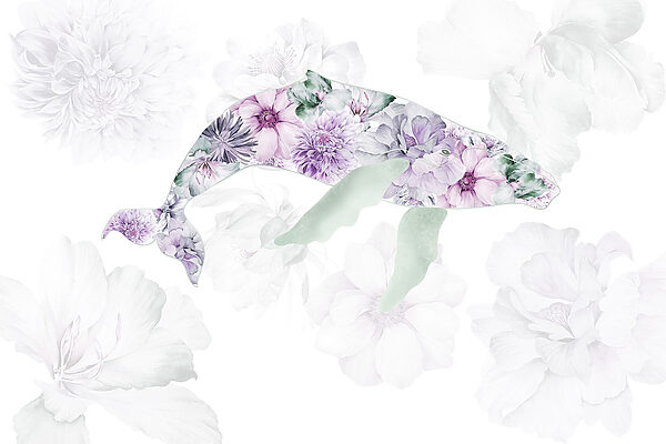 Dolfijn met bloemen erop Dolfijn met bloemen erop