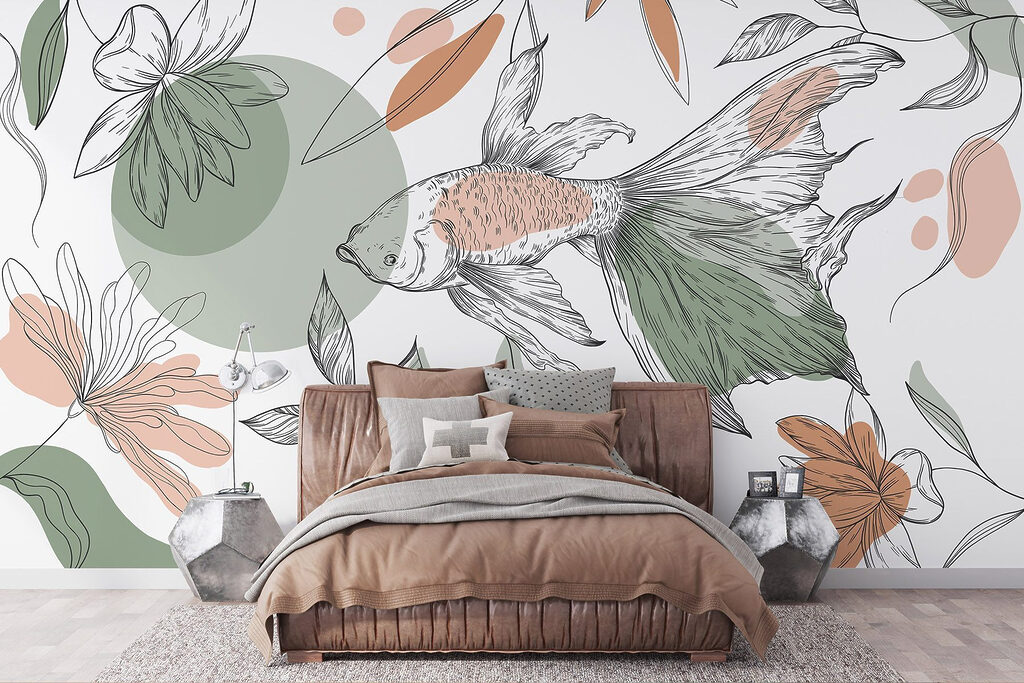 Fish and plants on a white background Fish and plants on a white background