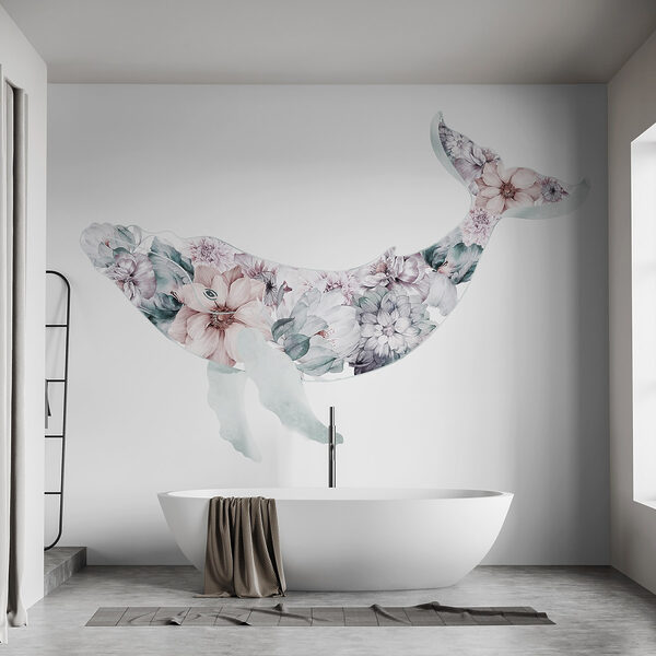 Walvis met bloemen erop Walvis met bloemen erop