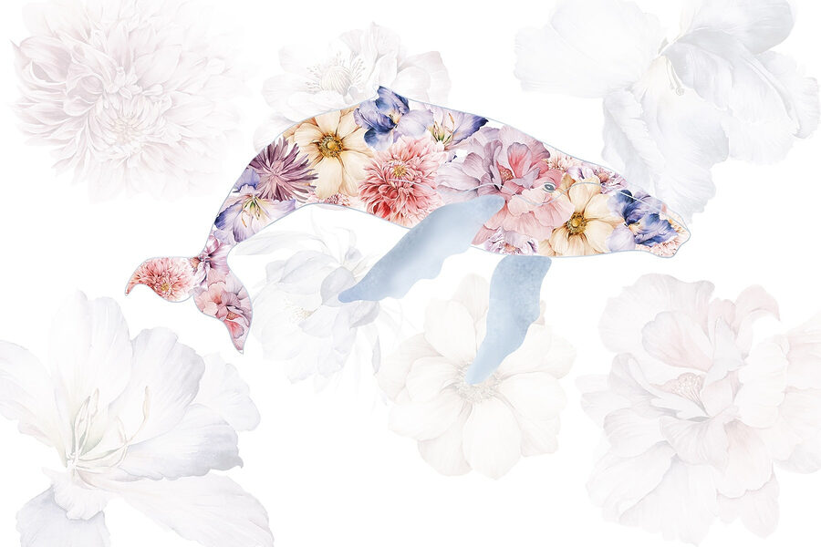 Dolfijn met bloemen erop Dolfijn met bloemen erop
