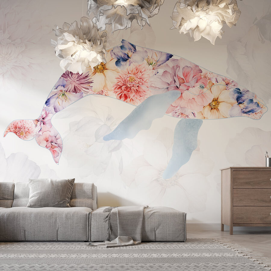 Dolfijn met bloemen erop Dolfijn met bloemen erop