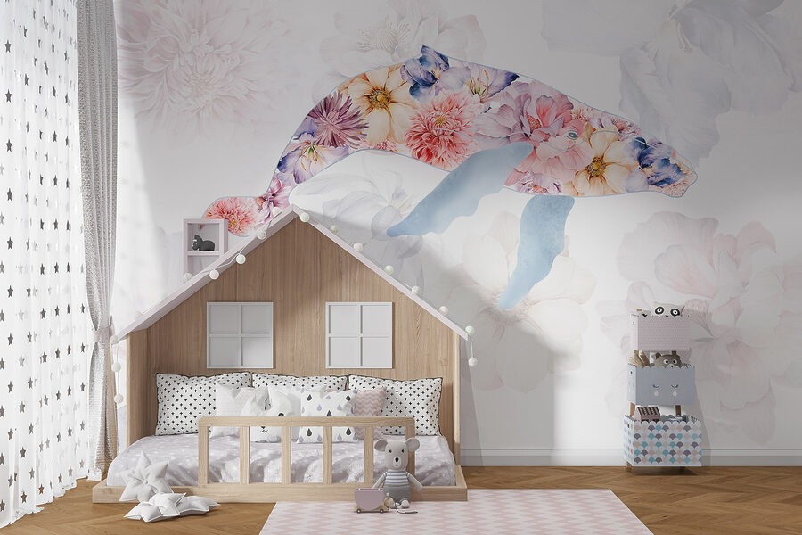 Dolfijn met bloemen erop Dolfijn met bloemen erop