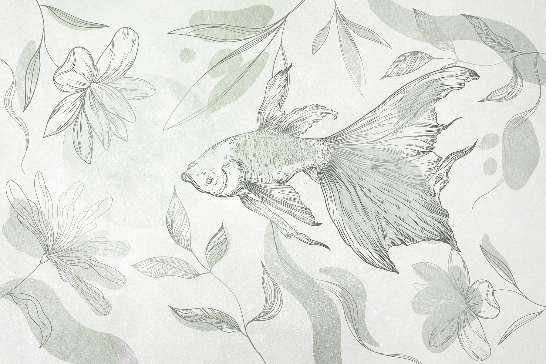 Fish and plants on a wall Fish and plants on a wall