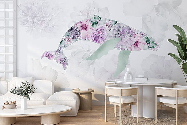 Dolfijn met bloemen erop Dolfijn met bloemen erop