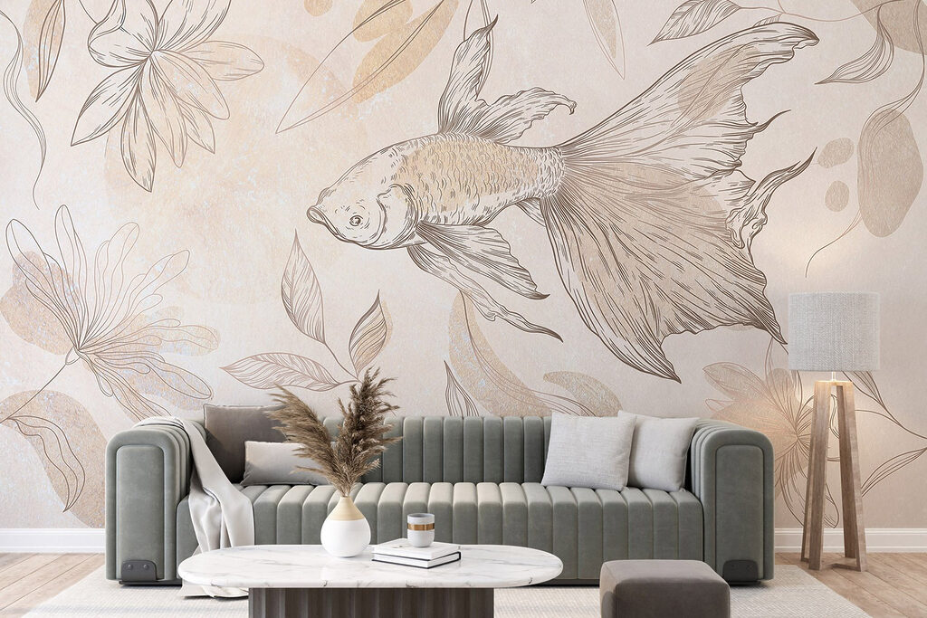 Elegant fish among floral designs Elegant fish among floral designs