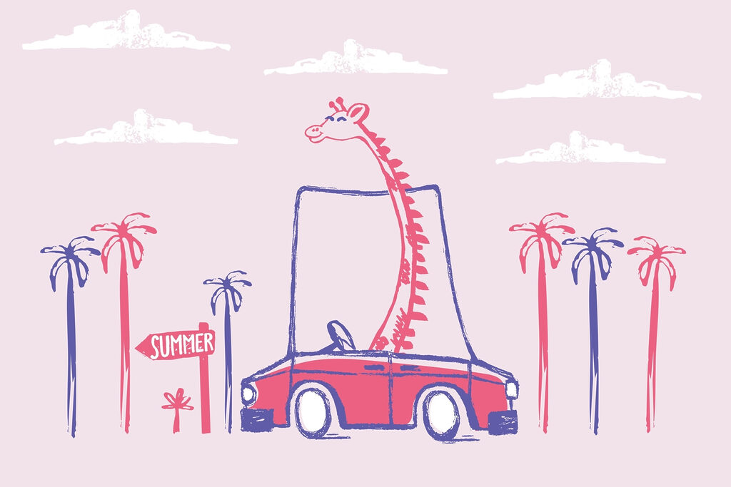 Giraffe in een auto Giraffe in een auto