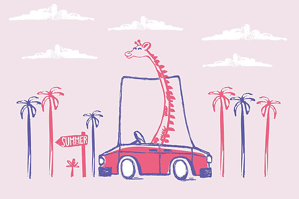 Giraffe in een auto Giraffe in een auto