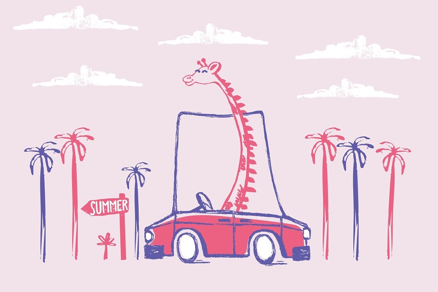 Giraffe in een auto Giraffe in een auto