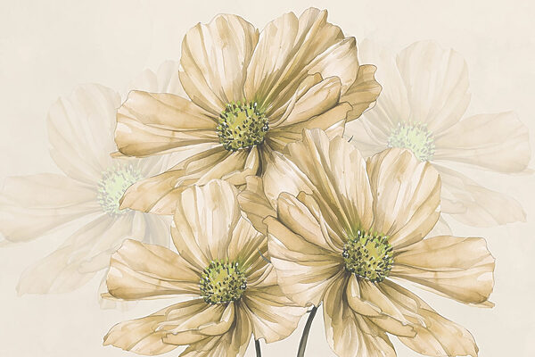Groep bloemen met groen hart Groep bloemen met groen hart