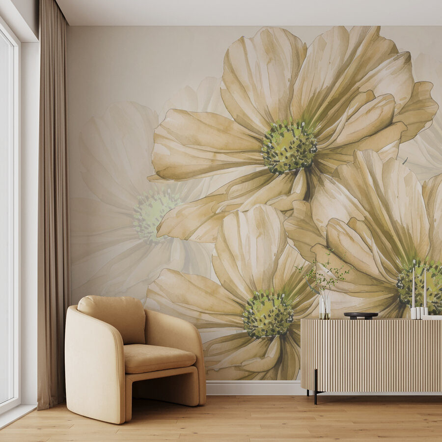 Groep bloemen met groen hart