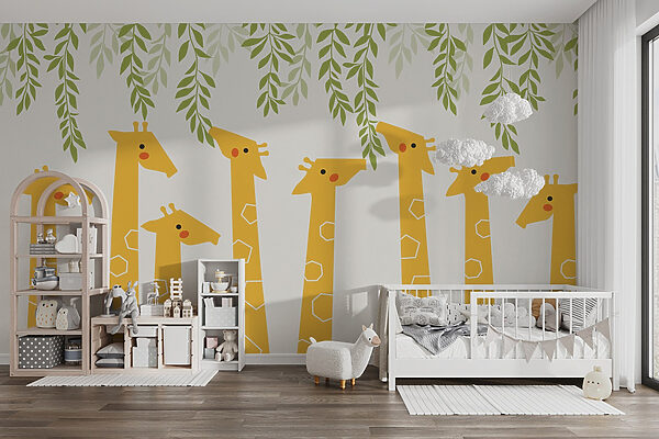 Groep giraffen met bladeren Groep giraffen met bladeren