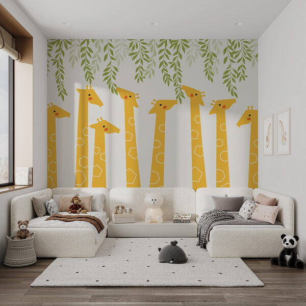 Groep giraffen met bladeren Groep giraffen met bladeren