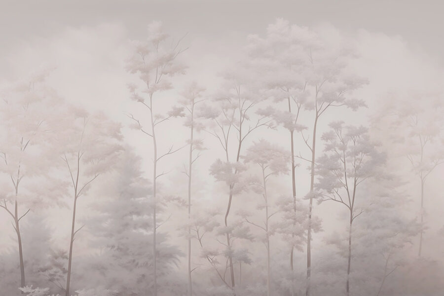 Groep bomen met mist