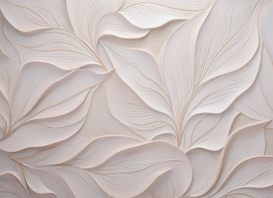 Witte muur met witte bladeren