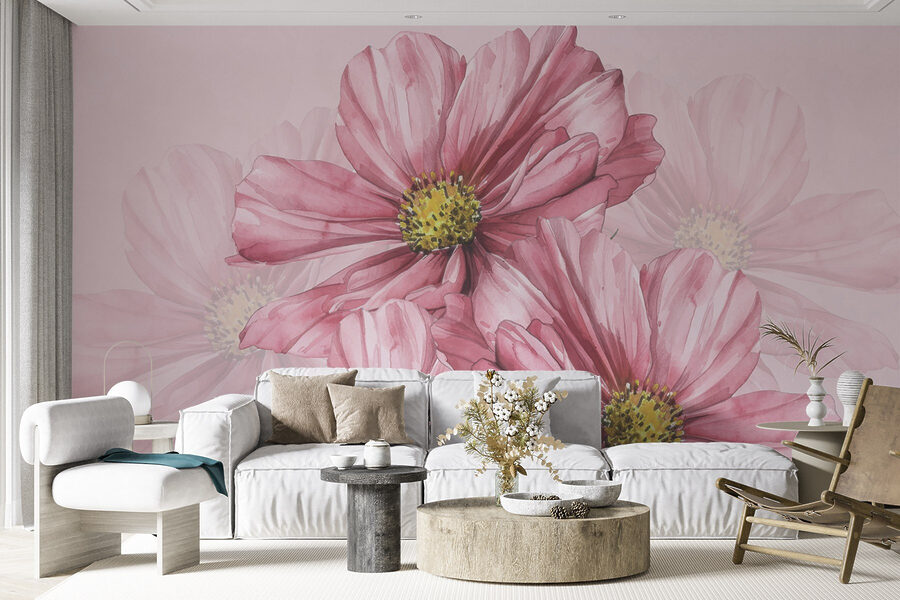 Groep roze bloemen