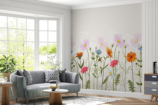 Rij kleurrijke bloemen Rij kleurrijke bloemen