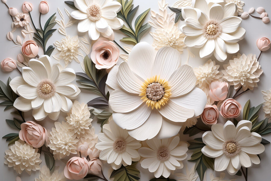 Groep papieren bloemen