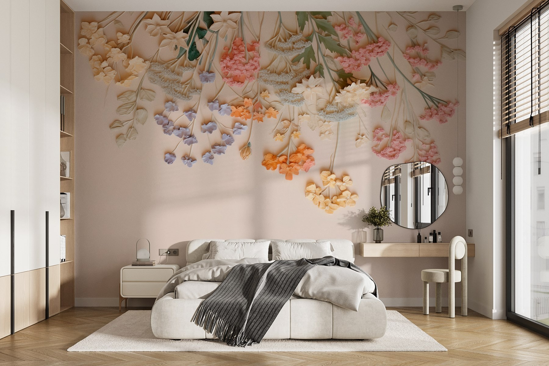 Group of flowers on a white surface