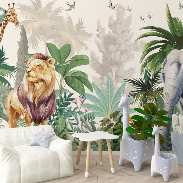 Behang met dieren en vogels Behang met dieren en vogels
