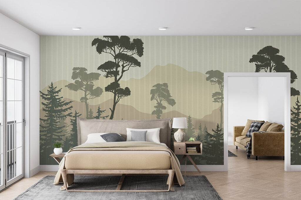 Landscape of trees and mountains Landscape of trees and mountains