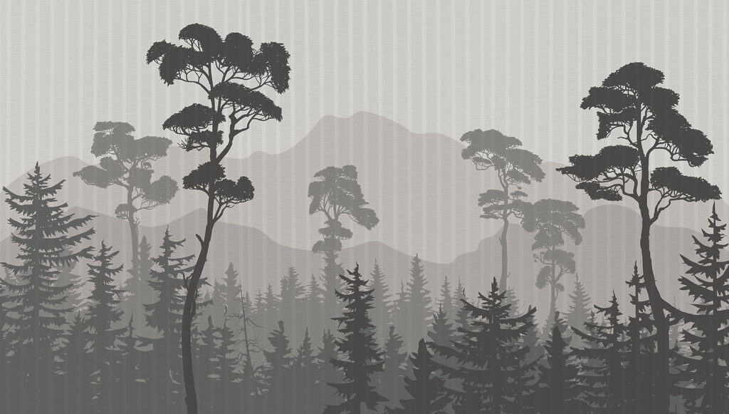 Landschap van bomen en bergen Landschap van bomen en bergen