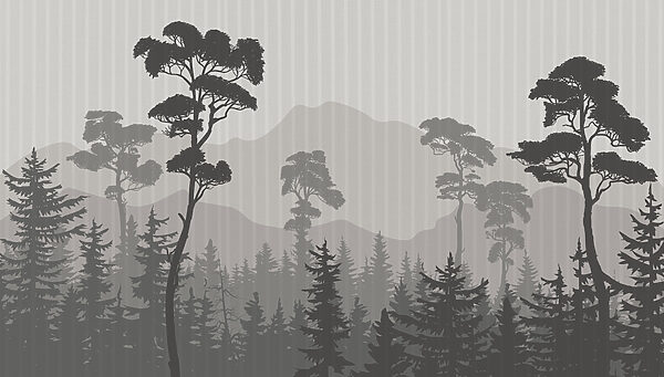 Landschap van bomen en bergen Landschap van bomen en bergen