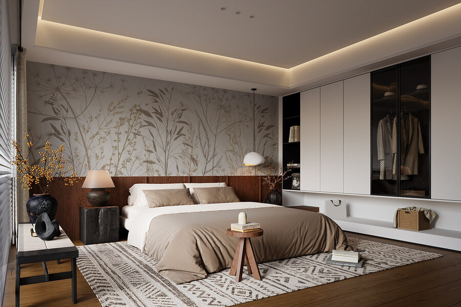 Delicate botanische patronen in neutrale tinten