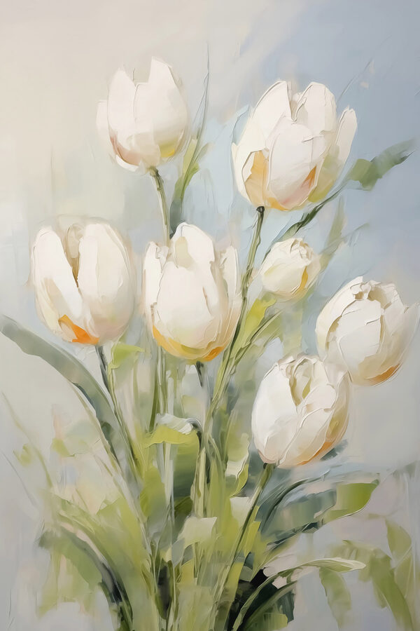 Schilderij van witte tulpen Schilderij van witte tulpen