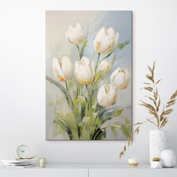 Schilderij van witte tulpen Schilderij van witte tulpen