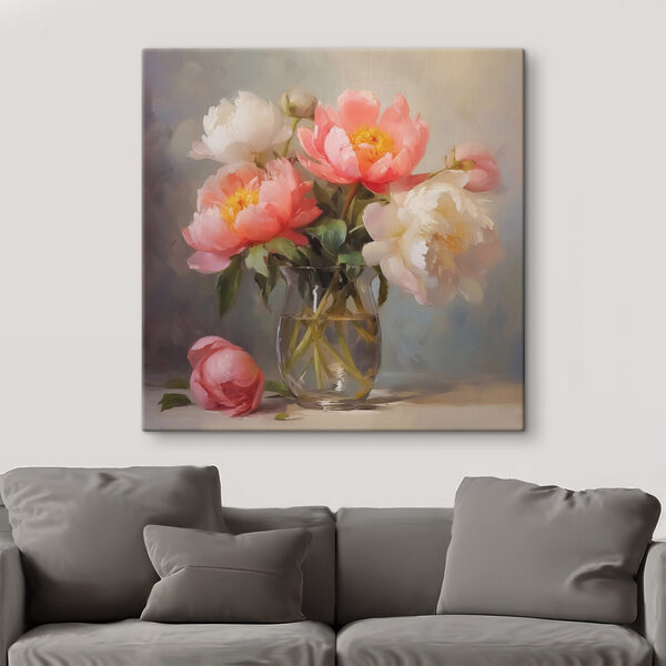 Schilderij van bloemen in een vaas Schilderij van bloemen in een vaas