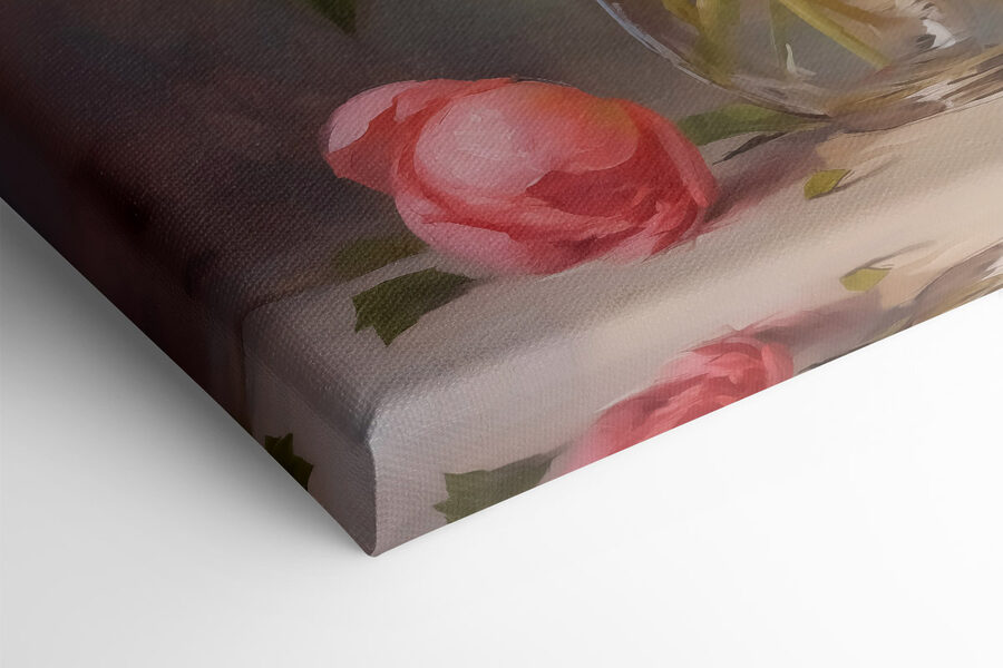 Schilderij van bloemen in een vaas