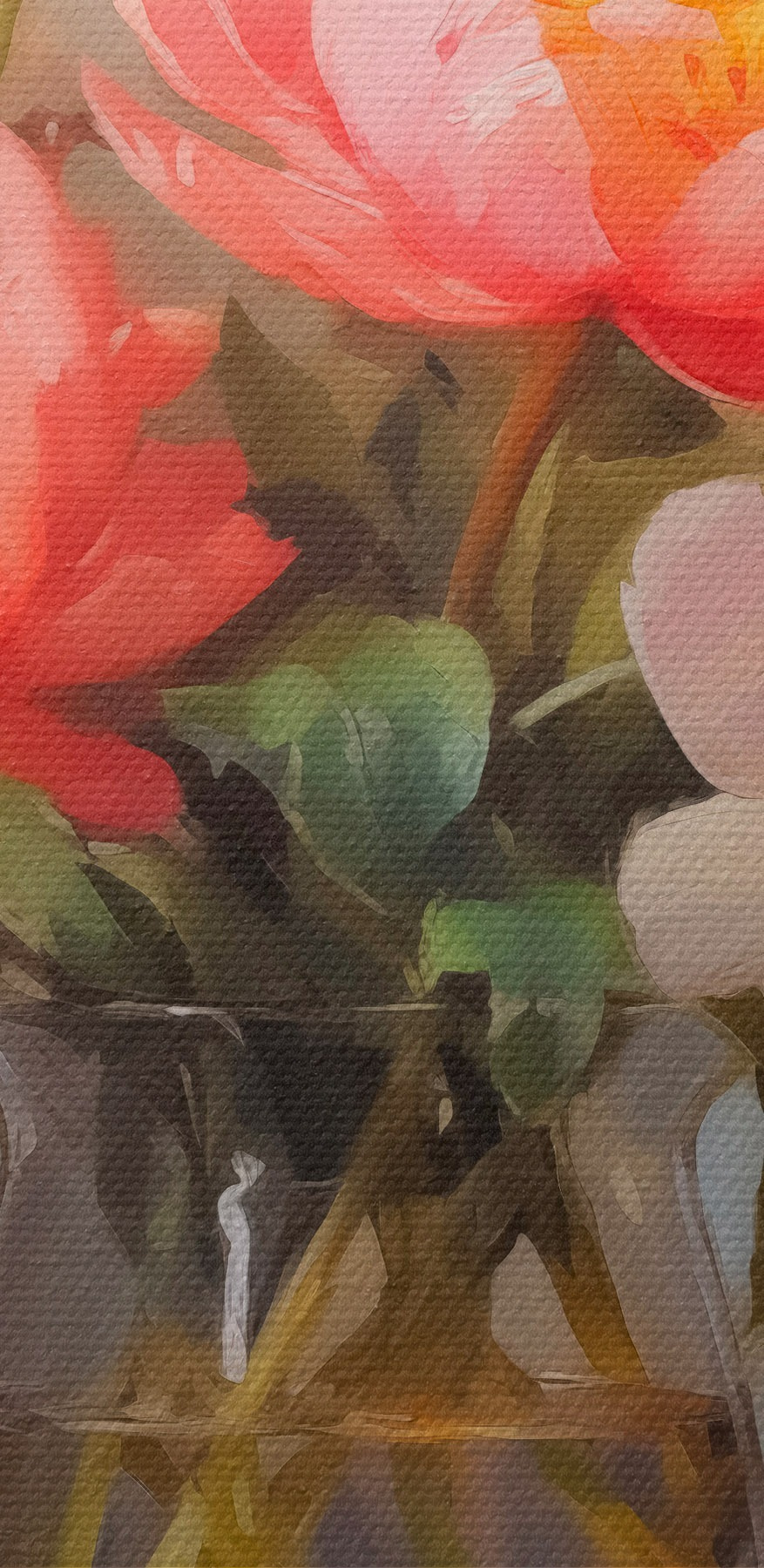 Schilderij van bloemen in een vaas