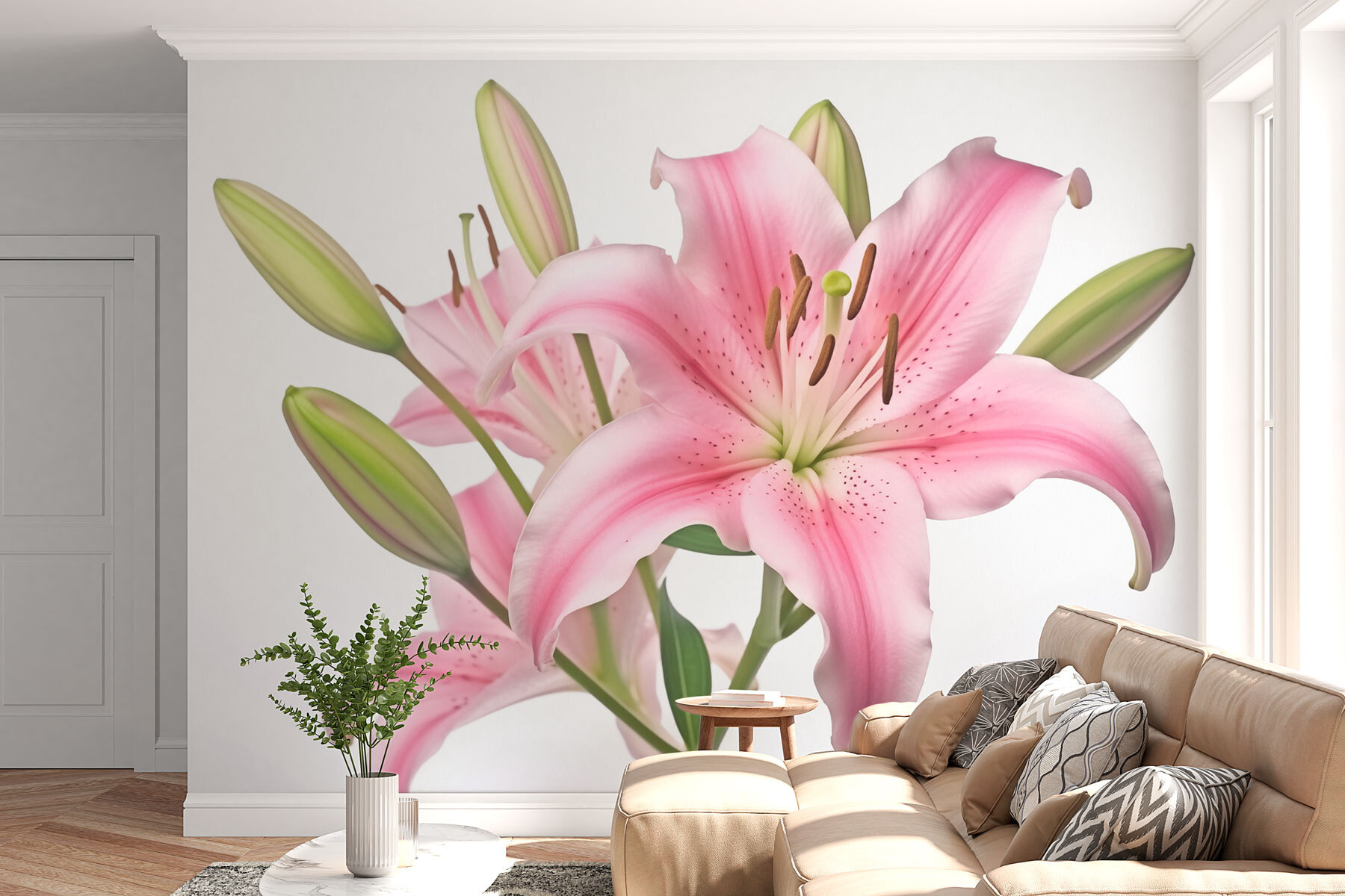 Pink lily with buds