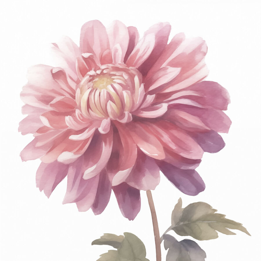 Roze bloem met groene bladeren