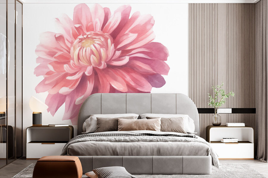 Roze bloem met groene bladeren