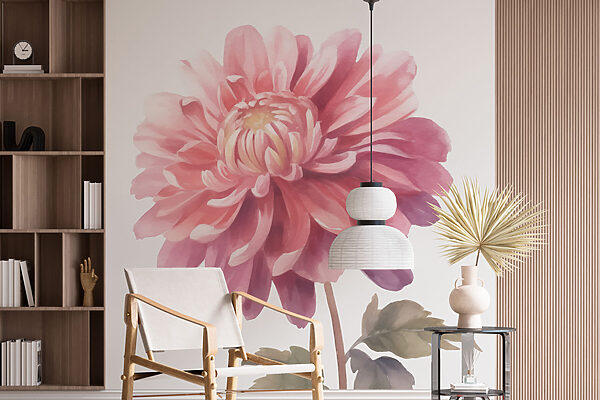 Roze bloem met groene bladeren Roze bloem met groene bladeren