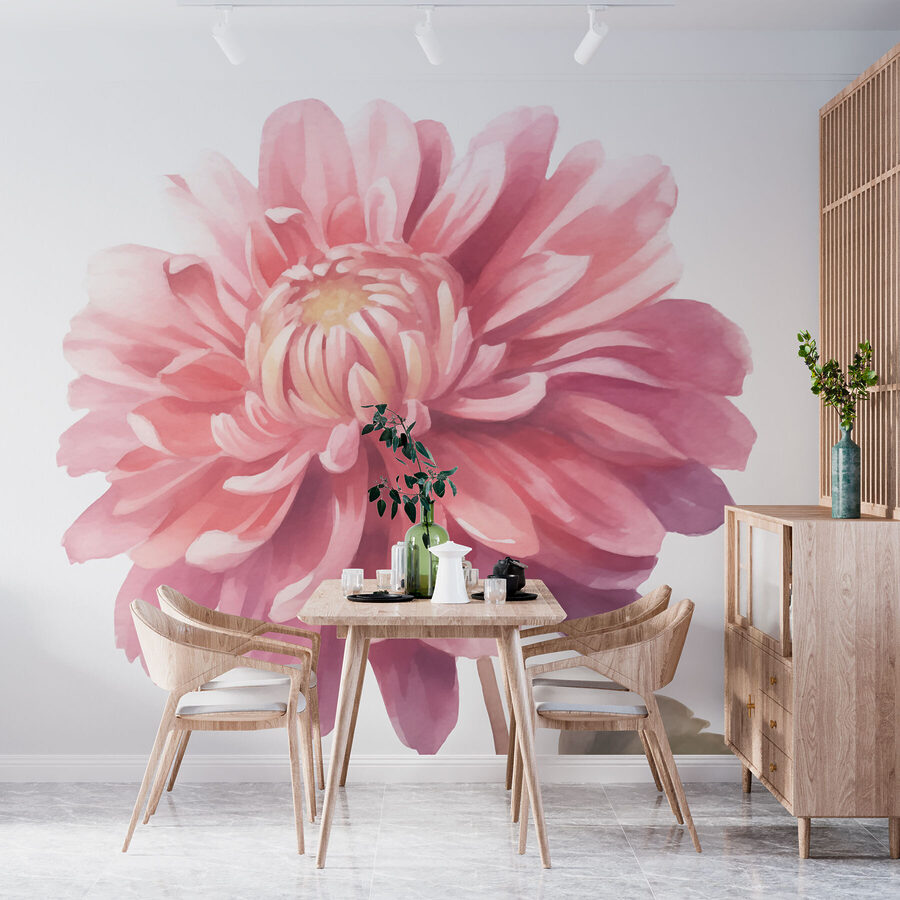 Roze bloem met groene bladeren