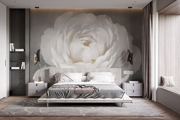Witte bloem met bladeren Witte bloem met bladeren