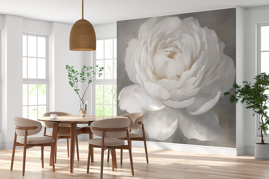 Witte bloem met bladeren