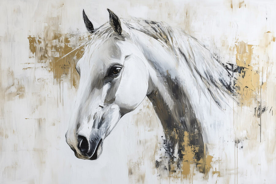 Schilderij van een wit paard