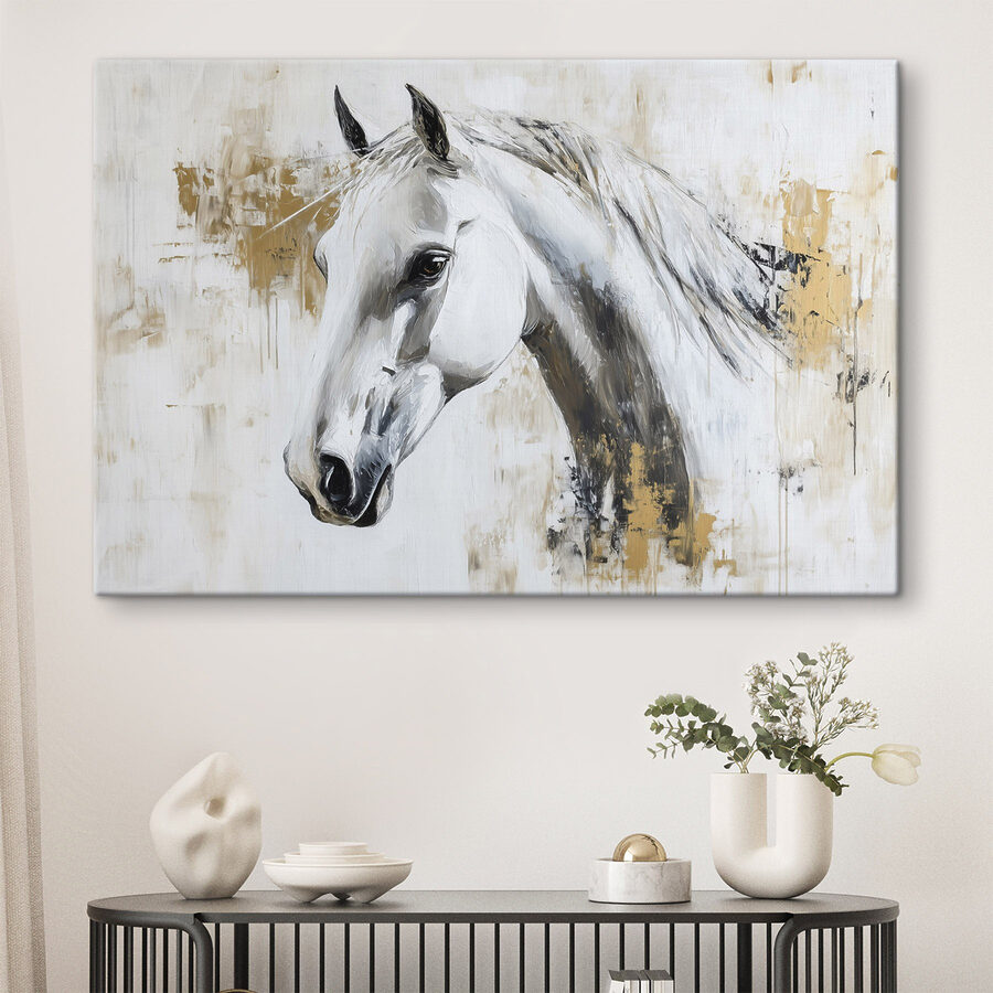 Schilderij van een wit paard