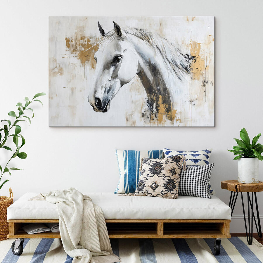 Schilderij van een wit paard