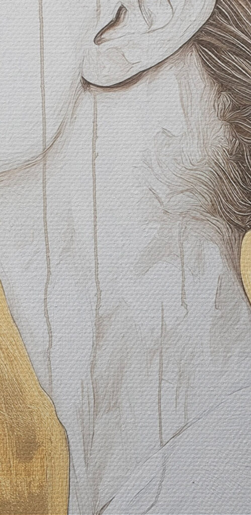 Elegant profile against a circular backdrop