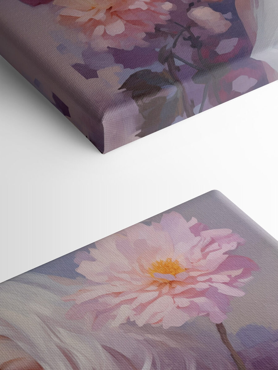 Vrouw met roze haar en roze bloemen