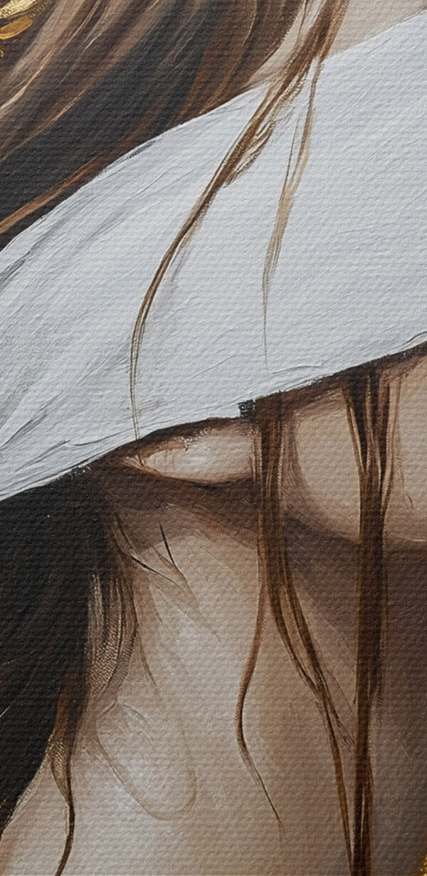 Schilderij van een vrouw met een blinddoek Schilderij van een vrouw met een blinddoek