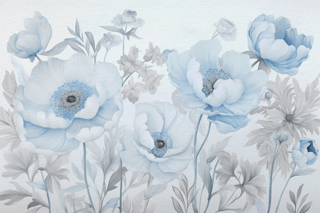 Schilderij van bloemen op een witte achtergrond Schilderij van bloemen op een witte achtergrond