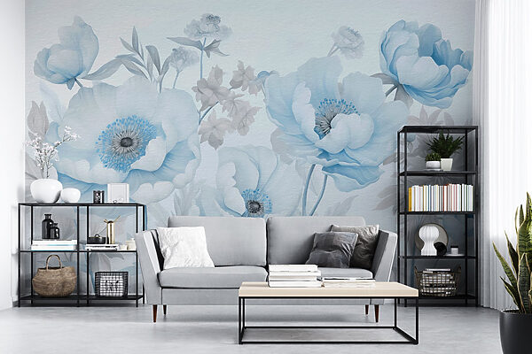 Schilderij van bloemen op een witte achtergrond Schilderij van bloemen op een witte achtergrond