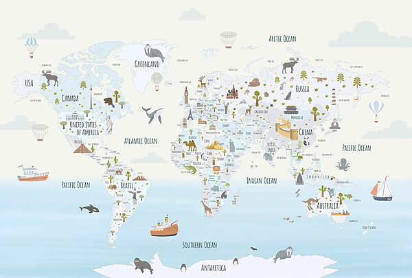 Wereldkaart met verschillende dieren Wereldkaart met verschillende dieren