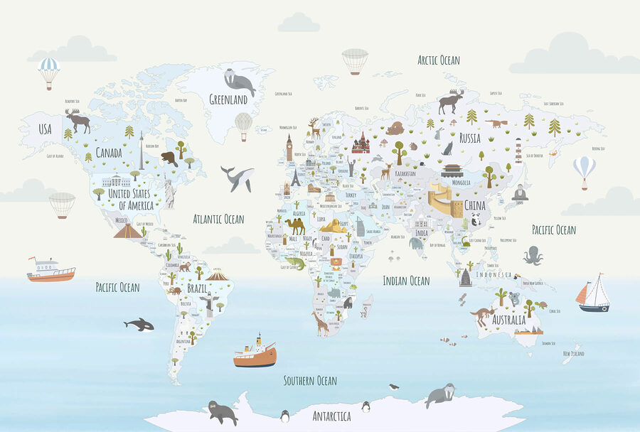 Wereldkaart met verschillende dieren Wereldkaart met verschillende dieren