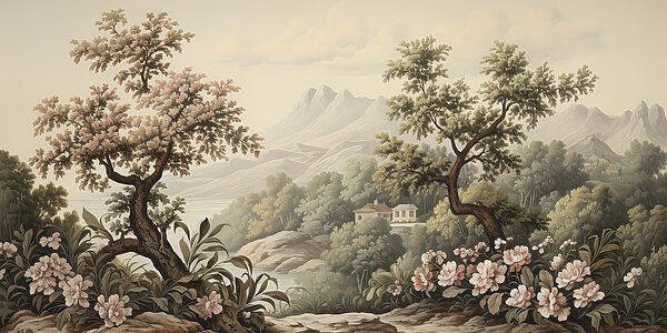 Landschap met bomen en bloemen Landschap met bomen en bloemen
